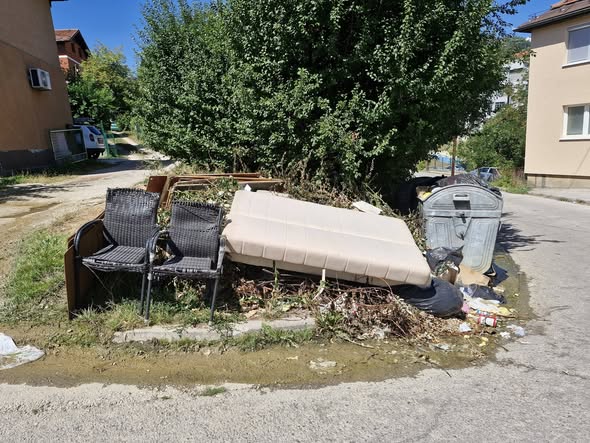 Fotografija 3: Nekoliko sedmica nagomilani kabasti otpad kod kontejnera